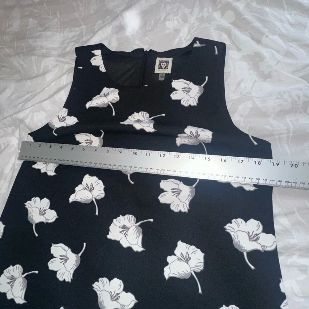 Anne Klein Black Mini Dress with White Floral Sleeveless Coastal Grandma 6 - Picture 12 of 12
